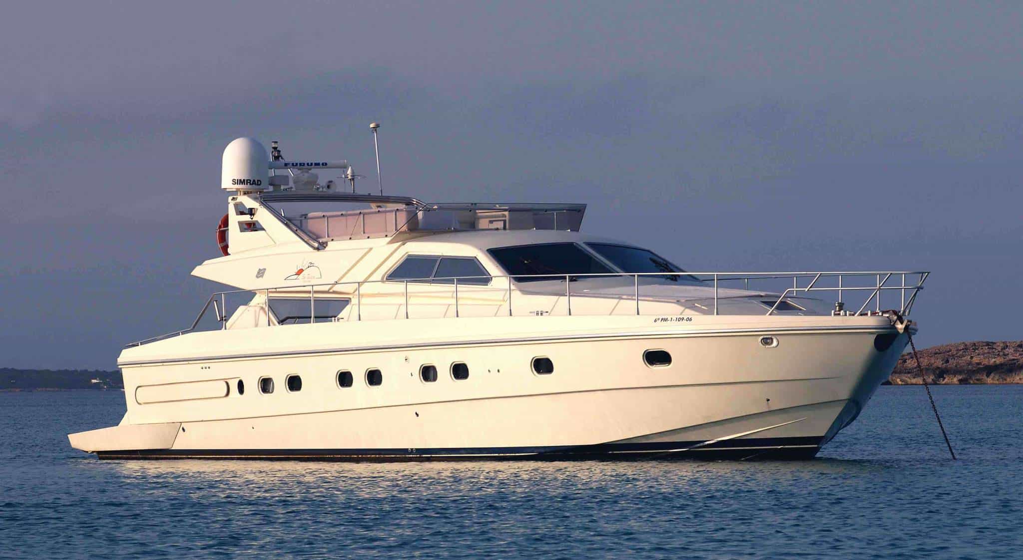 Ferretti 53 Ibiza anchored